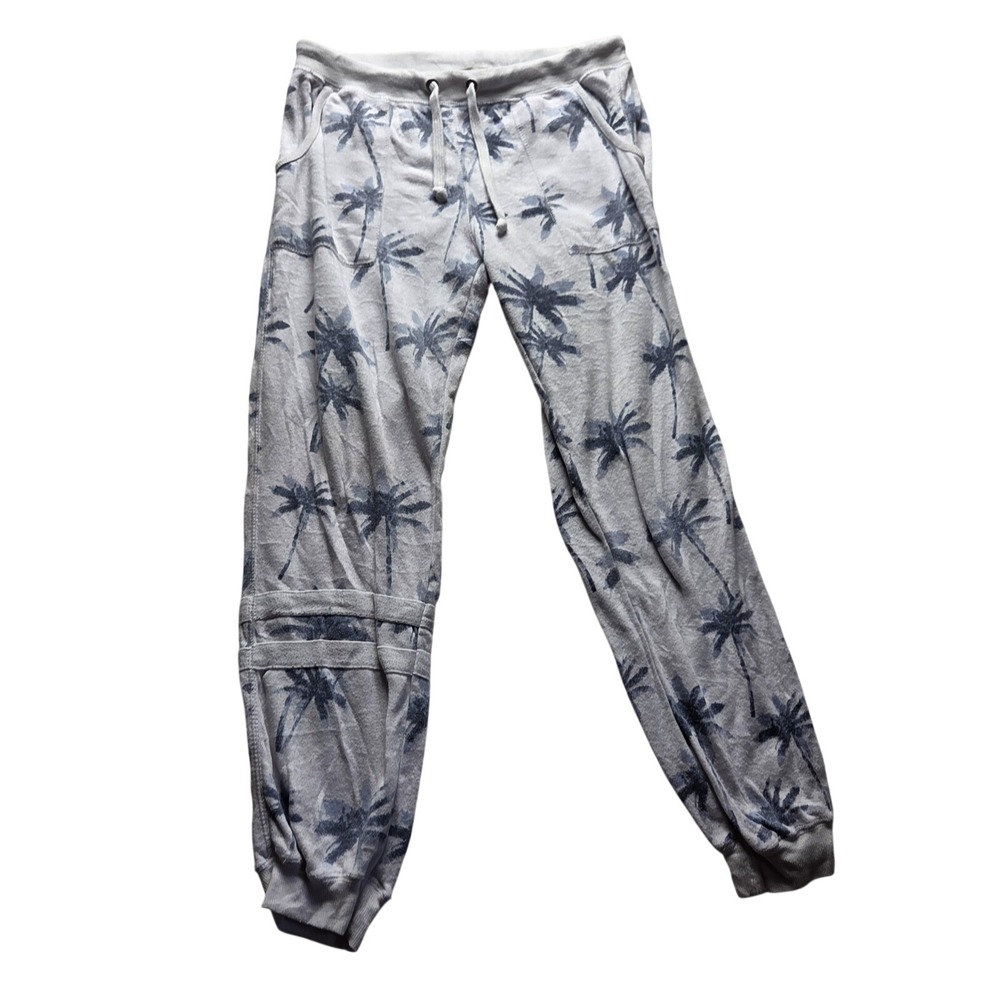 Vintage Havana Pants Womens M Gray Palm Tree Jogger Drawstring Cuffed Pockets